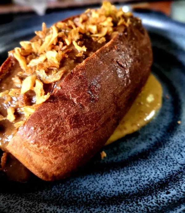 Tapa pan brioche en restaurante Moratilla Villanueva del Arzobispo